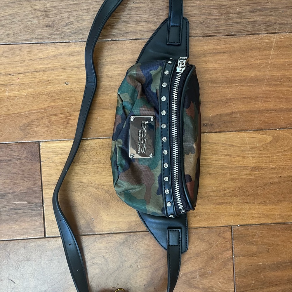 bebe Camouflage Belt Bag with Black Trim